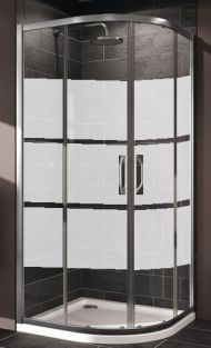 Cabina dus, Romstal, Round2, semirotunda, sticla securizata 6mm, sablata, profil crom, 90x90x185 cm
