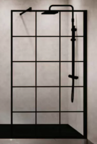 Perete dus Walk-in, Novellini, Kuadra H Loft, sticla securizata 8mm, sablata, profil negru, 77/80x200 cm