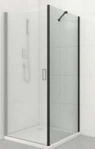 Perete fix pentru usa dus, Romstal, Dalia, sticla securizata 6mm, transparent, anticalcar, profil negru mat, 70x190 cm
