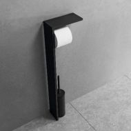 Porthartie cu perie WC, Novellini, Frame, negru mat