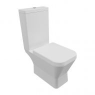Vas WC, Serel, Diagonal, stativ, patrat, pentru rezervor pe vas, evacuare laterala, 35.5x66.5x39 cm, alb