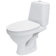 Set vas WC, Cersanit, Family, cu rezervor ceramic si capac, stativ, 35.5x65x76 cm, evacuare laterala