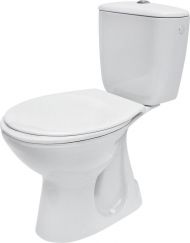 Set vas WC, Romstal, Mira, cu rezervor ceramic si capac, stativ, 35.5x66x78.5 cm, evacuare pardoseala
