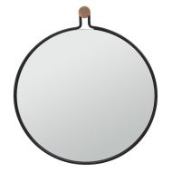 Oglinda baie, Geesa, Sem, diametru 47 cm, stejar/negru