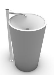 Lavoar stativ, Kompotech, Round, compozit, alb lucios, 50x88 cm