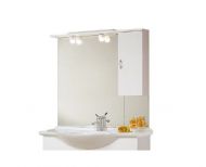 Oglinda baie, Savini Due, pentru mobilier Strada 105, cu dulapior, iluminare, priza, 101x18x105 cm