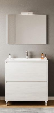 Mobilier baie, Savini Due, Lisabona 60 cm alb, 2 sertare, lavoar , oglinda si aplica incluse