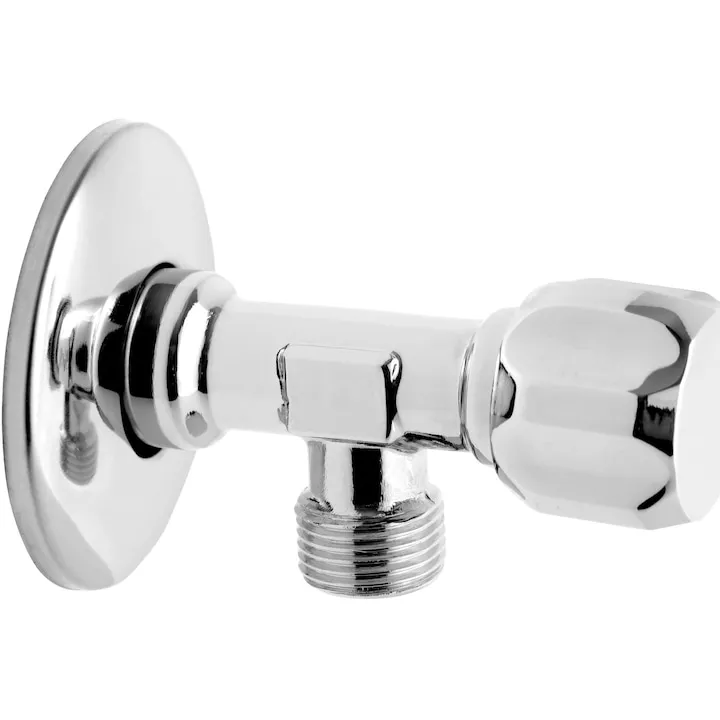 Robinet coltar cu ventil Ferro, maneta metalica, 1/2"x3/4", Crom