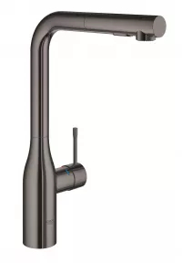 Baterie bucatarie Grohe Essence 30504A00, 3/8'', inalta, tip L, dus, 2 functii, lucios, grafit