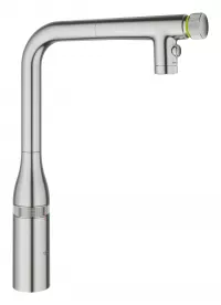 Baterie bucatarie Grohe SmartControl, inalta, tip L, dus, 2 functii, mat, otel satinat, 31892DC0