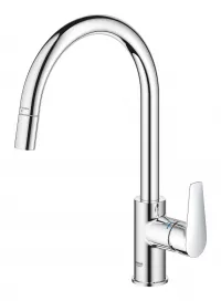 Baterie bucatarie Grohe StartEdge 30550000, 3/8'', inalta, tip C, dus extractabil, crom