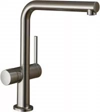 Baterie bucatarie Hansgrohe Talis M54, inalta, tip L, robinet inchidere, mat, otel satinat, 72827800