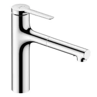 Baterie bucatarie Hansgrohe Zesis 74804000, inalta, tip L, dus extractabil, crom