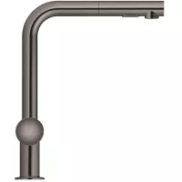 Baterie de bucatarie Grohe Minta 30274A00, 3/8'', pipa inalta, tip L, dus extractabil, 2 functii, lucios, grafit