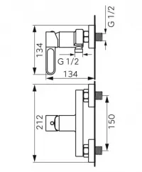 Baterie dus FDesign Zaffiro FD1-ZFR-7-25, 1/2'', aparenta, monocomanda, mat, negru / cupru