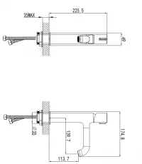 Baterie lavoar FDresign Meandro FD1-MDR-2-11, 3/8'', marimea M, monocomanda, ventil push to open, crom