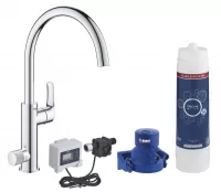 Baterie bucatarie Grohe Blue Pure Eurosmart 30384000, 3/8'', inalta, tip C, filtrare apa, crom