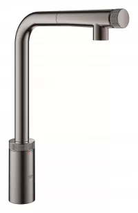 Baterie de bucatarie Grohe Minta Smartcontrol 31613A00, 3/8'', pipa inalta, tip L, dus extractabil, 2 functii, lucios, grafit