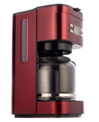 Cafetiera Daewoo DCM1000R, 1000 W, 1.5 l, filtru permanent, display LCD, anti-picurare, control mecanic, rosu/negru