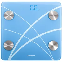 Cantar electronic de persoane Daewoo DBS180B, 180 kg, display LED, Bluetooth, auto on/off, sticla, albastru