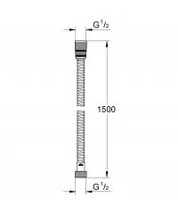 Furtun Grohe Rotaflex Metal Longlife 28417000, universal, 1.5 m, 16 bari, anti-indoire, anti-rasucire, conexiuni cromate, metal