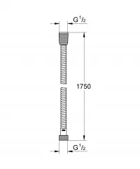 Furtun metalic Grohe VitalioFlex 27503000, 1/2'' x 1/2'', universal, 1.75 m, 5 bari, 500 N, anti-indoire, crom