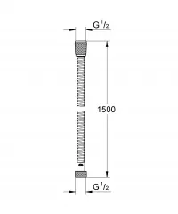 Furtun metalic Grohe VitalioFlex Longlife 27502000, 1/2'' x 1/2'', universal, 1.5 m, 16 bari, 750 N, anti-indoire, crom
