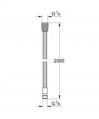 Furtun metalic Grohe Relexaflex Metal Longlife 28158000. 1/2'' x 3/8'', universal, 2 m, rezistenta sporita, anti-indoire, crom
