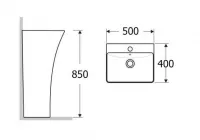 Lavoar Cast Marble Freya 630401051103, 500 x 400 x 850 mm, montare pe podea, preaplin, compozit, alb