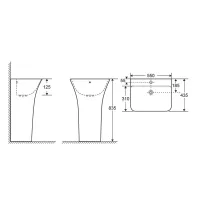 Lavoar Fluminia Aramis, montare pe podea, 550 x 435 x 835 mm, alb, G025