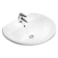 Lavoar Gala Jazz 28060, 585 x 495 mm, montare in blat, preaplin, ceramica sanitara, alb
