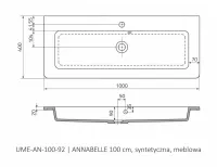 Lavoar Oristo Annabelle, montare pe mobilier, 1000 x 400 mm, alb, UME-AN-100-92