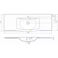 Lavoar Oristo Wave UME-WA-120-92, 1200 x 450 mm, montare pe masca, preaplin, marmura compozita, alb