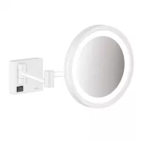 Oglinda cosmetica Grohe AddStoris, pe perete, 217 mm, iluminare LED, pivotanta, 3X, mat, alb, 41790700