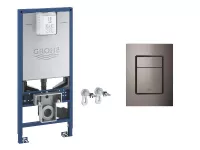 Pachet 3in1 cadru WC Grohe Rapid SLX 39596000, incastrat,  alimentare electrica, prindere perete, burduf S, clapeta 37535A00, lucios, grafit