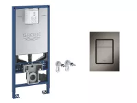 Pachet 3in1 cadru WC Grohe Rapid SLX 39596000, incastrat,  alimentare electrica, prindere perete, burduf S, clapeta 37535AL0, mat, grafit