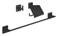 Pachet accesorii baie 3n1 Grohe Start Cube, pe perete, metal, mat, negru, 411242430