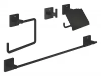 Pachet accesorii baie 4in1 Grohe Start Cube, pe perete, metal, mat, negru, 411152430
