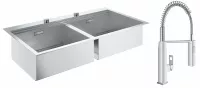 Pachet chiuveta Grohe otel K800 31585SD0, montare in blat, 1024 x 560 mm + baterie 31395000, 3/8'', inalta, tip C, dus, crom