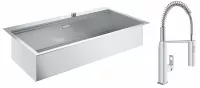 Pachet chiuveta Grohe otel K800 31586SD0, montare in blat, 1024 x 560 mm + baterie 31395000, 3/8'', pipa inalta, tip C, dus, crom