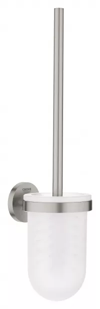 Perie WC Grohe Essentials 40374DC1, suport perie, fixare ascunsa, sticla, metal, mat, supersteel
