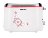 Prajitor de paine Daewoo DBT70TR, 900 W, 2 felii, 7 nivele, decongelare, control mecanic, carcasa rece, alb/rosu