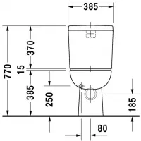 Rezervor WC Duravit D-Code, racord lateral, 385 x 170 mm, ceramica, alb, 0927000004