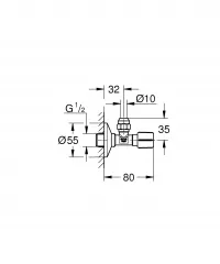 Robinet ventil Grohe 22074KF0, 1/2'' x 3/8'', 1 iesire, neugru, compensare, ornament, mat, negru