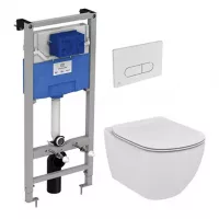 Set 3in1 WC Ideal Standard Tesi, suspendat, cadru, AquaBlade, SoftClose, clapeta crom, alb, R030501