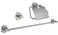 Set accesorii baie Grohe Essentials Guest 40775DC1, 3 piese, fixare ascunsa, supersteel