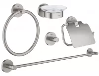 Set accesorii baie Grohe Essentials Master 40344DC1, 5 piese, fixare ascunsa, supersteel