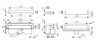 Set complet rigola Fdesign Kleome, in perete, 600 mm, sita, sifon, otel inoxidabil, negru, FD7-404-60-22