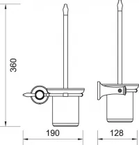 Set perie WC FDesign Lacrima FD6-LRA-06-66, montare pe perete, fixare ascunsa, metal, sticla, mat, bronz