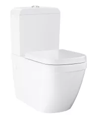 Set vas WC Euro Ceramic 3946200H, montare pe podea, rimless, dubla spalare, alb